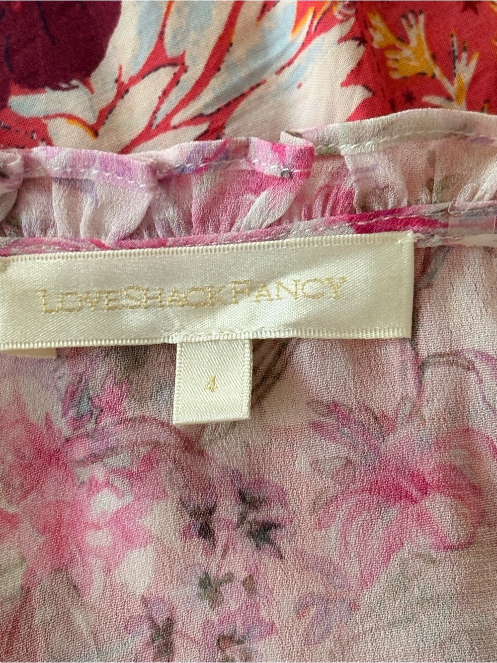 LoveShackFancy Multicolor Mini Dress with Pink Floral Print - Picture 6 of 6